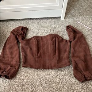 Wild Fable Brown Long Sleeve Of The Shoulder Top